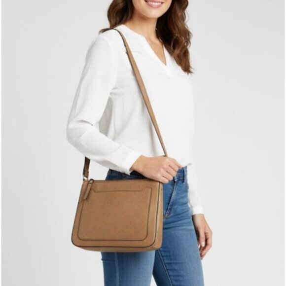 Roots 73 Women's Tan Vegan Leather Crossbody Bag Messenger Bag Small - Picture 1 of 8